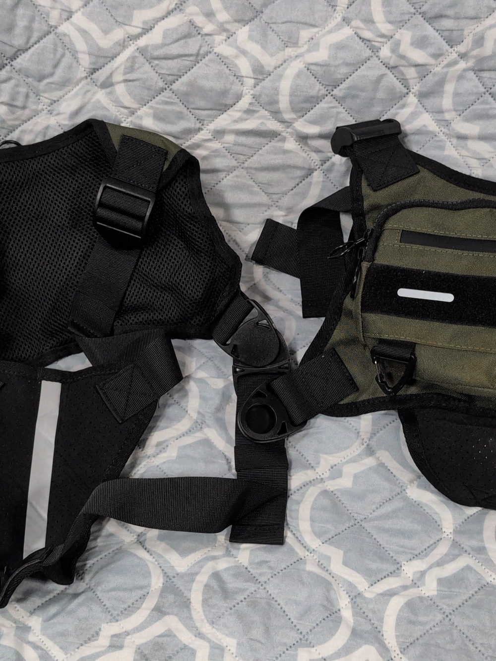 Tactical Olive Green Men's Chest Bag with Black Straps
